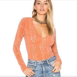 Free People Intimately "On The Dance Floor" Velvet Burnout Bodysuit - Medium